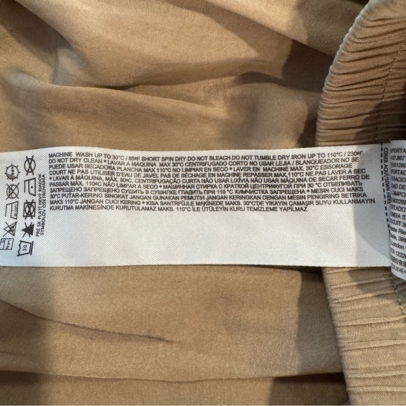 MNG- Tan Wide-Leg Pants‎ with Elegant Draping. Size Small - Picture 14 of 15